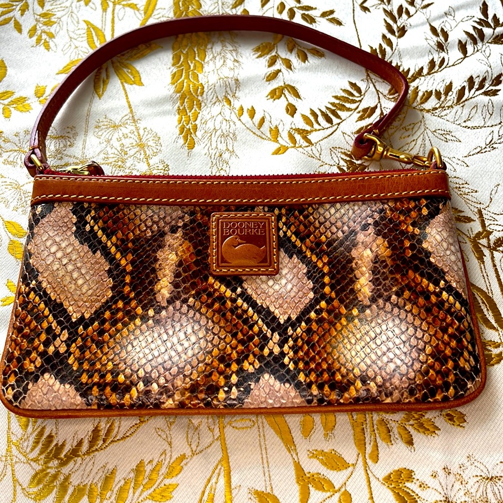 Dooney Bourke Python Snakeskin Embossed Wristlet Clutch
